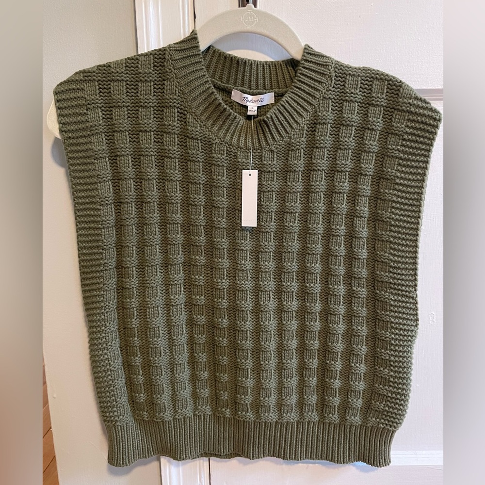 Madewell Checkered-Stitch Wedge Sweater Vest